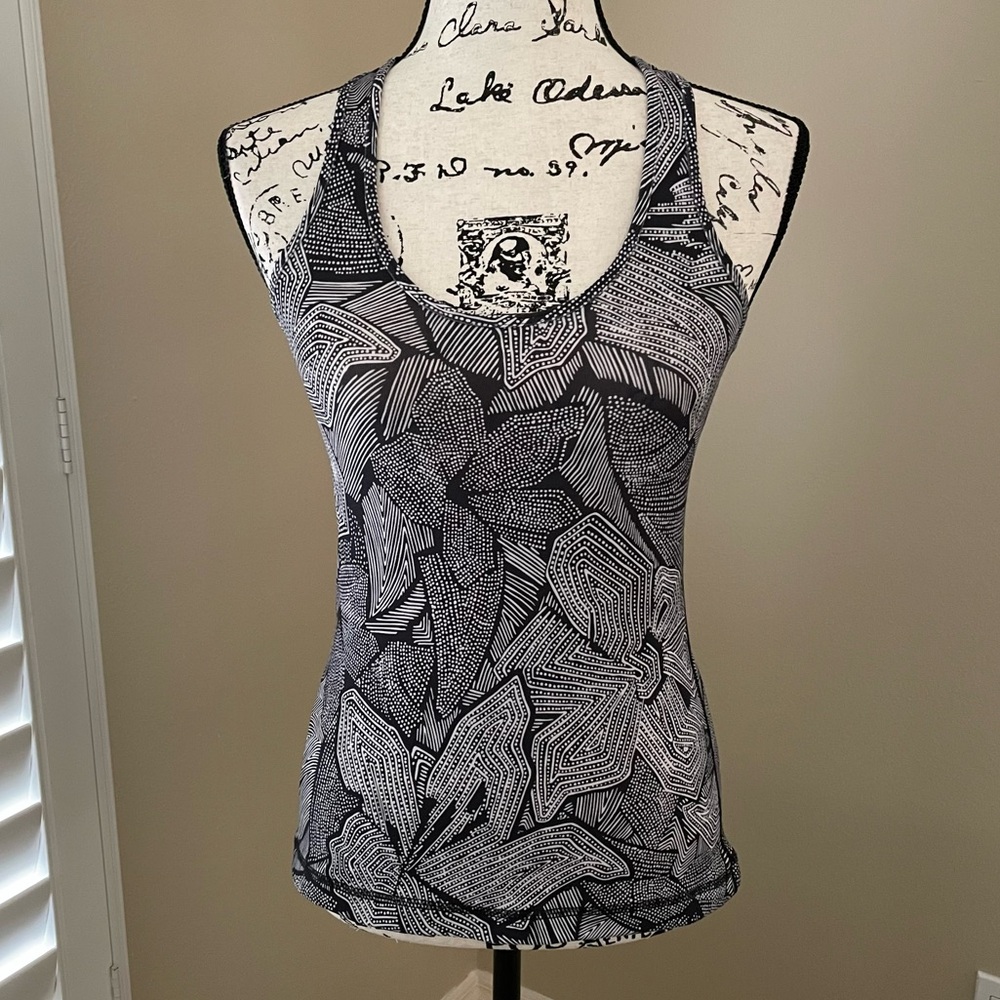 Lululemon Cool Racerback Dottie Tribe White Black Tank Top